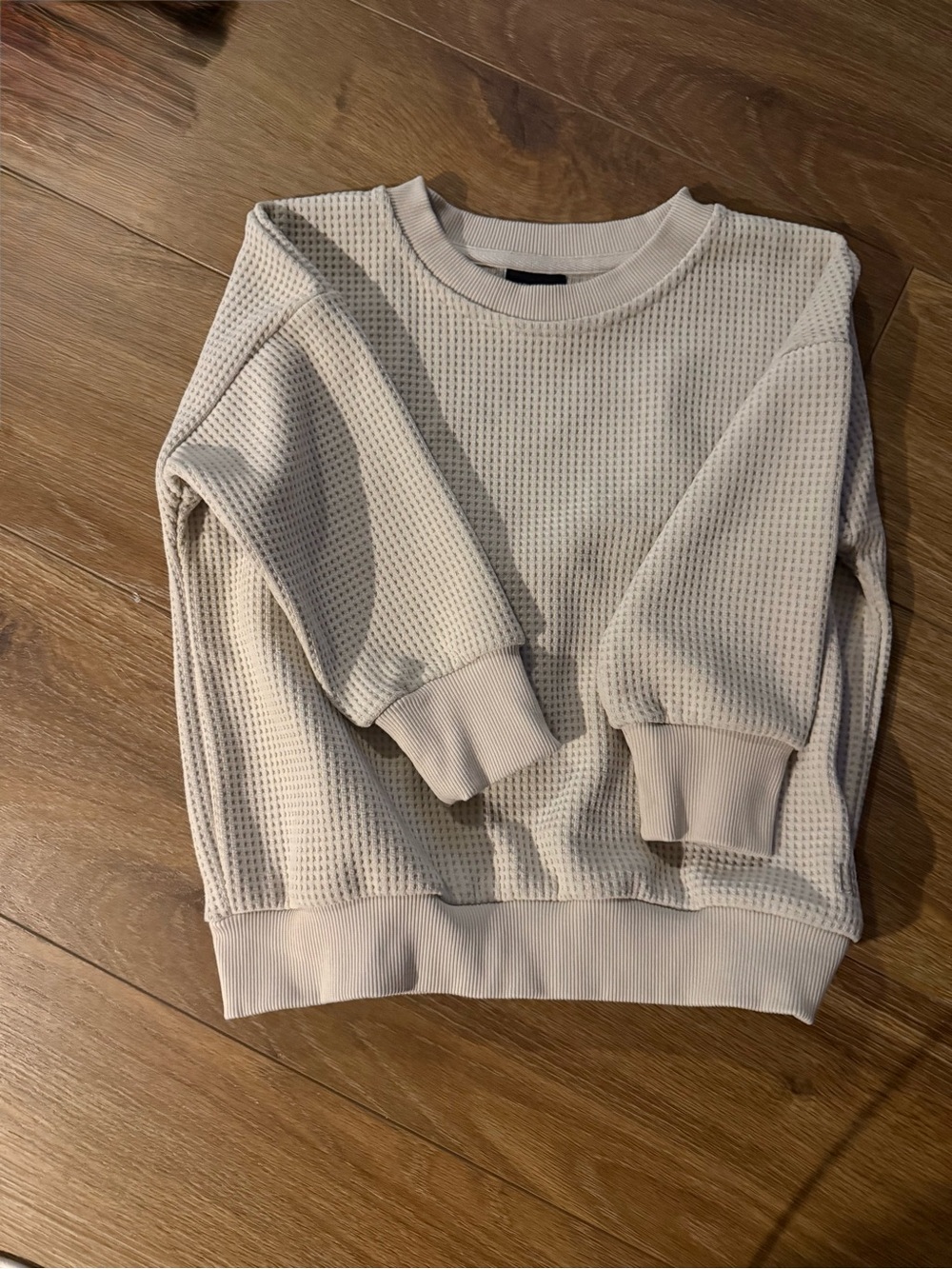 Little Bipsy Waffle-Knit Crewneck Sweater in Cream